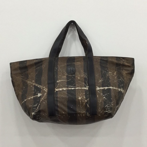 Fendi Brown and Black Duffel Bag with Striking Stripes - Picture 1 of 1